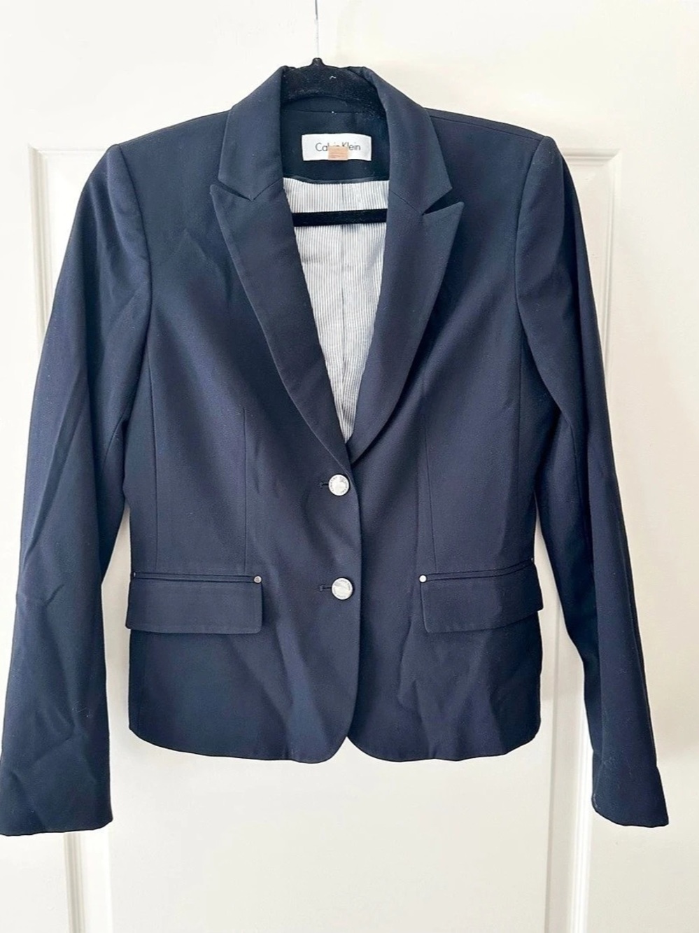 Calvin Klein Women's Blazer in Navy Blue Size 4 Like New